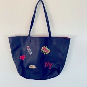 Black pleather tote bag,